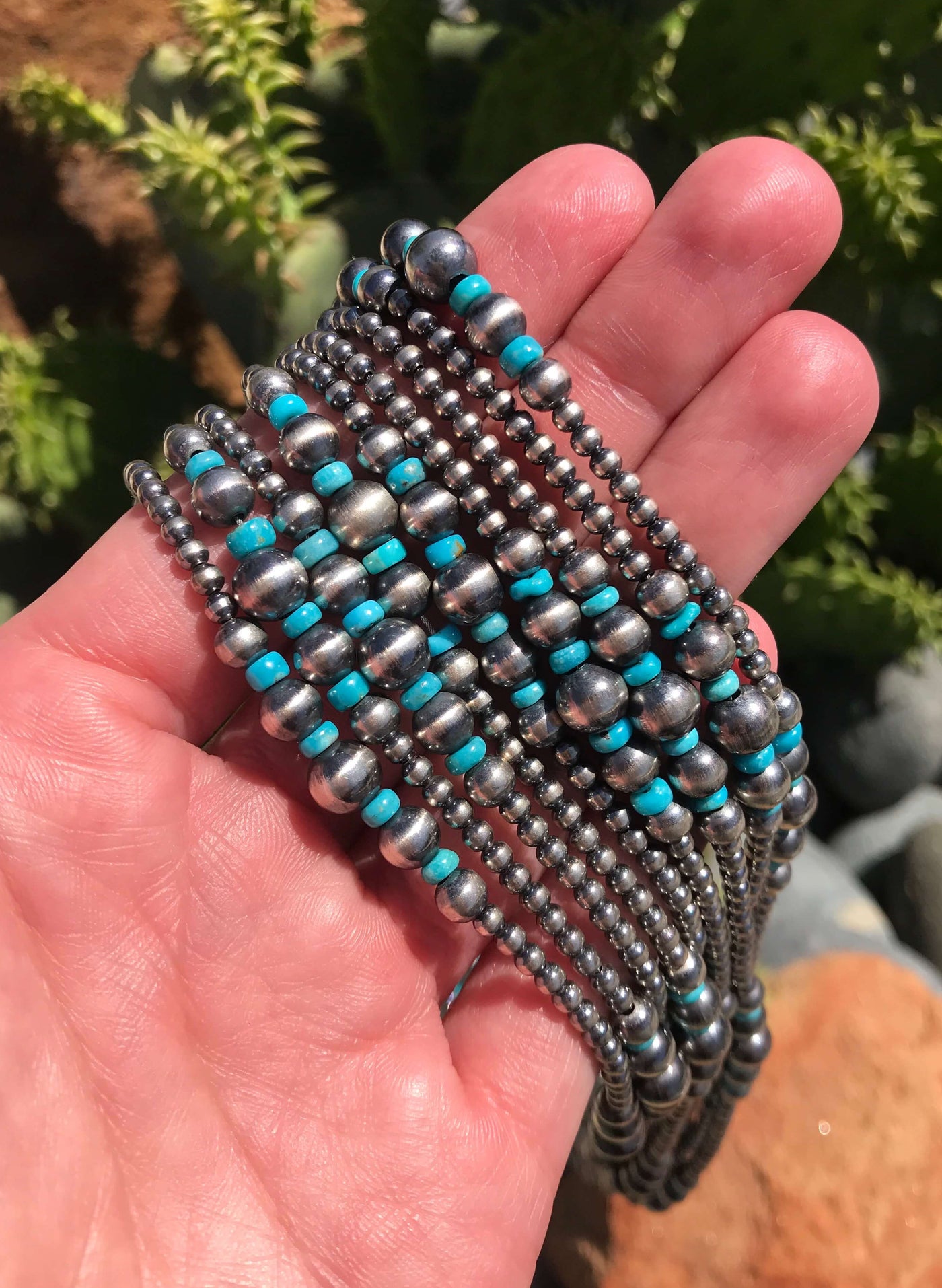 The Onaka Necklace, 18"-Necklaces-Calli Co., Turquoise and Silver Jewelry, Native American Handmade, Zuni Tribe, Navajo Tribe, Brock Texas