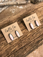 The Pink Conch Oval Studs-Earrings-Calli Co., Turquoise and Silver Jewelry, Native American Handmade, Zuni Tribe, Navajo Tribe, Brock Texas