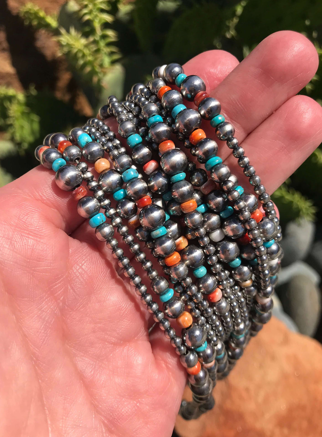 The Alhambra Necklace, 18"-Necklaces-Calli Co., Turquoise and Silver Jewelry, Native American Handmade, Zuni Tribe, Navajo Tribe, Brock Texas