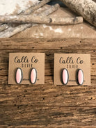 The Pink Conch Oval Studs-Earrings-Calli Co., Turquoise and Silver Jewelry, Native American Handmade, Zuni Tribe, Navajo Tribe, Brock Texas
