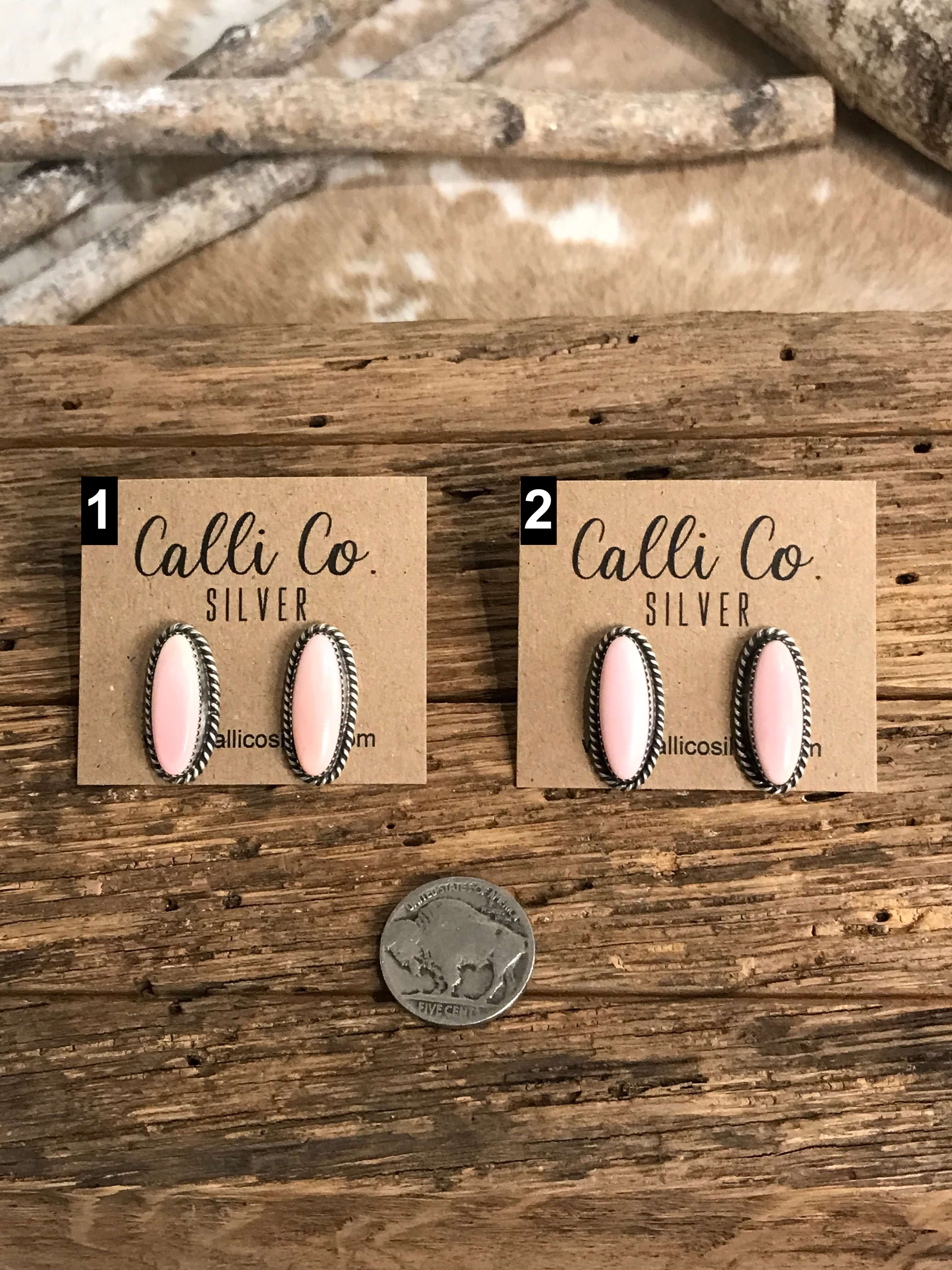 The Pink Conch Oval Studs-Earrings-Calli Co., Turquoise and Silver Jewelry, Native American Handmade, Zuni Tribe, Navajo Tribe, Brock Texas