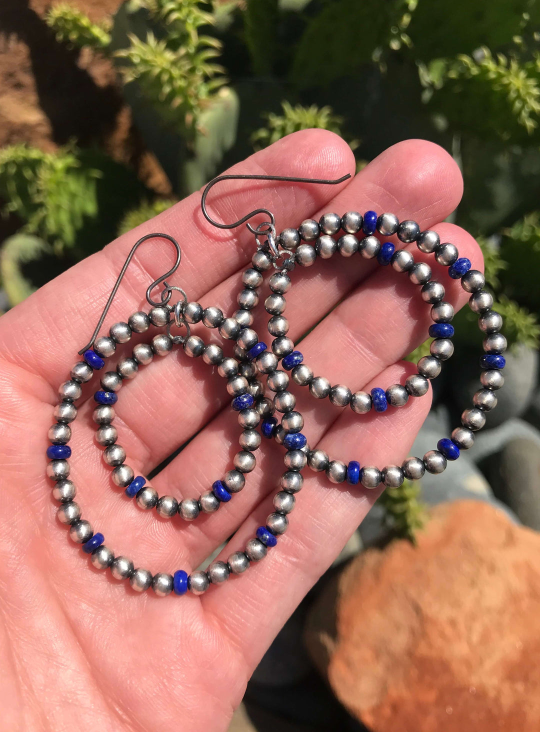 The Tillman Hoop Earrings-Earrings-Calli Co., Turquoise and Silver Jewelry, Native American Handmade, Zuni Tribe, Navajo Tribe, Brock Texas