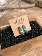 The Waurika Inlay Hoops, 4-Earrings-Calli Co., Turquoise and Silver Jewelry, Native American Handmade, Zuni Tribe, Navajo Tribe, Brock Texas