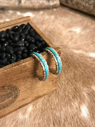 The Waurika Inlay Hoops, 4-Earrings-Calli Co., Turquoise and Silver Jewelry, Native American Handmade, Zuni Tribe, Navajo Tribe, Brock Texas