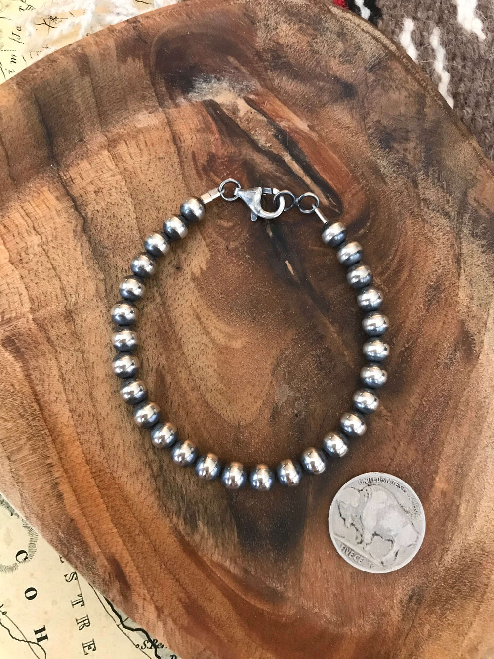 The Macon 6mm Pearl Bracelet-Bracelets & Cuffs-Calli Co., Turquoise and Silver Jewelry, Native American Handmade, Zuni Tribe, Navajo Tribe, Brock Texas