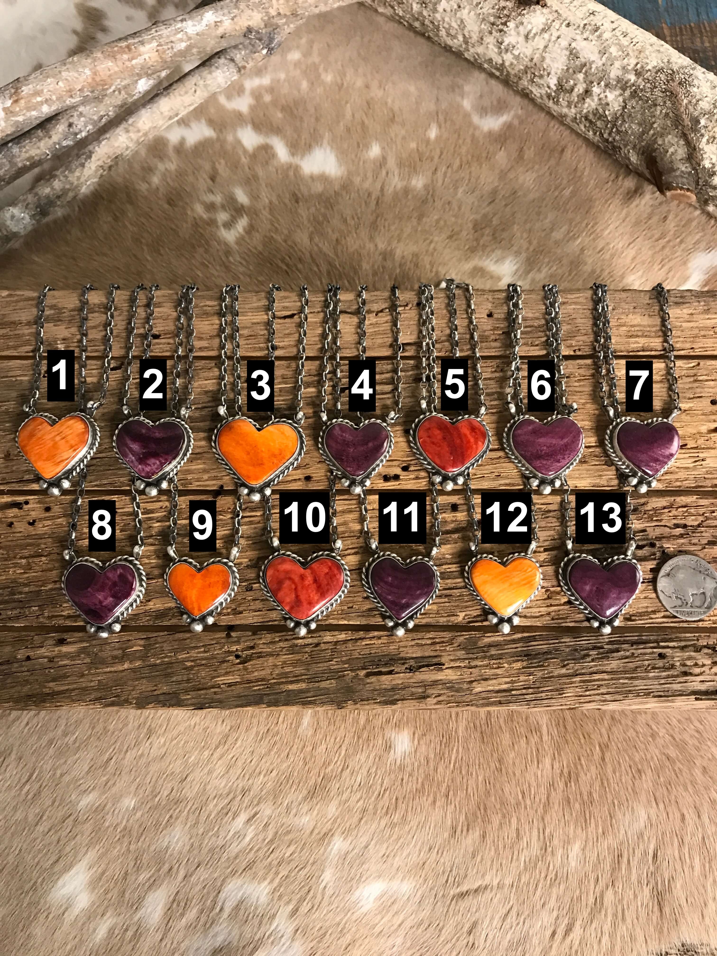 The Bronson Heart Necklaces-Necklaces-Calli Co., Turquoise and Silver Jewelry, Native American Handmade, Zuni Tribe, Navajo Tribe, Brock Texas