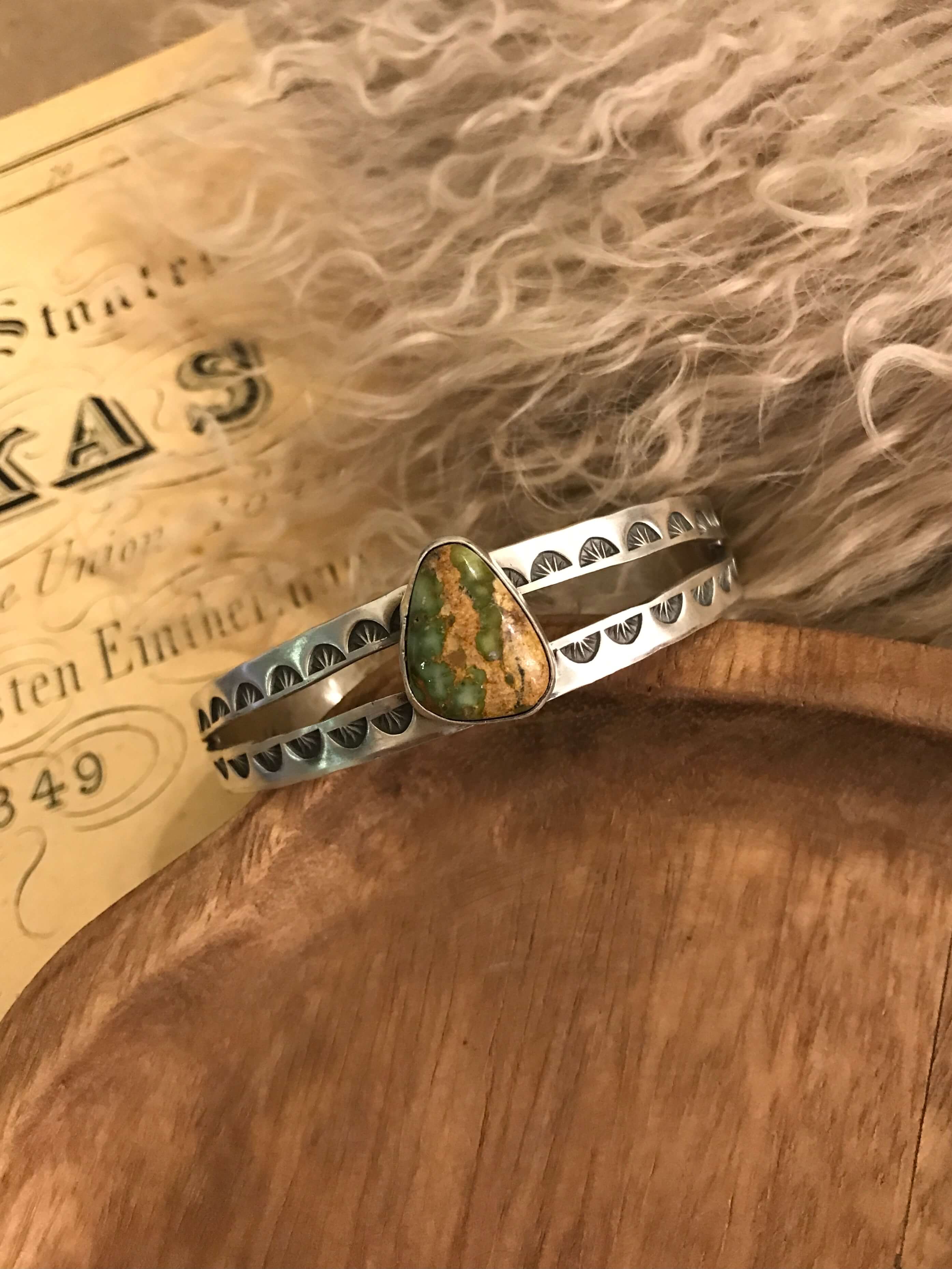 The Fresno Turquoise Cuff, 3-Bracelets & Cuffs-Calli Co., Turquoise and Silver Jewelry, Native American Handmade, Zuni Tribe, Navajo Tribe, Brock Texas