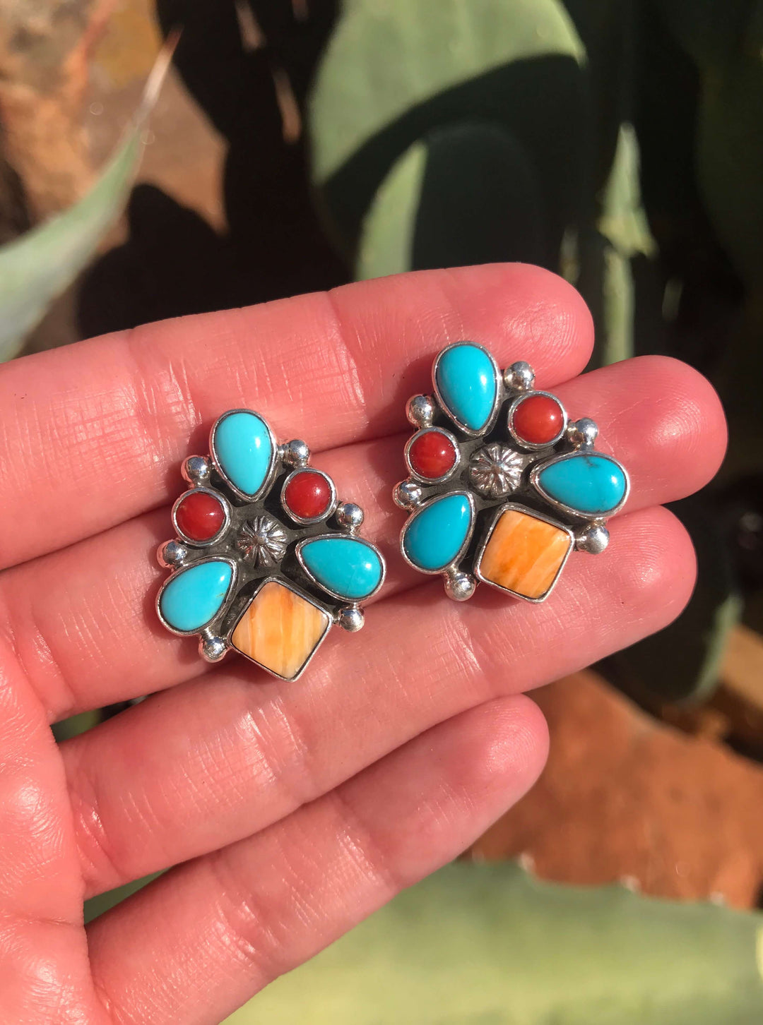 The Riordan Earrings, 2-Earrings-Calli Co., Turquoise and Silver Jewelry, Native American Handmade, Zuni Tribe, Navajo Tribe, Brock Texas