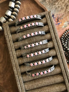 The Vinita Pink Conch Cuffs-Bracelets & Cuffs-Calli Co., Turquoise and Silver Jewelry, Native American Handmade, Zuni Tribe, Navajo Tribe, Brock Texas