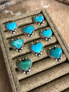 The Collee Adjustable Heart Rings-Rings-Calli Co., Turquoise and Silver Jewelry, Native American Handmade, Zuni Tribe, Navajo Tribe, Brock Texas