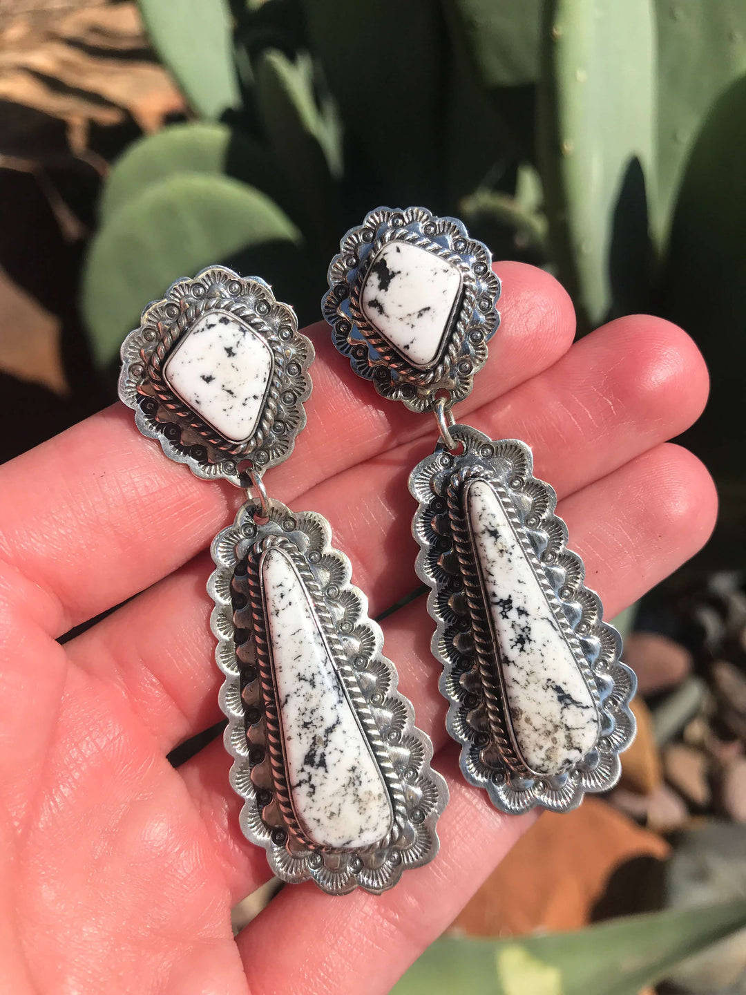 The Superior Earrings, 2-Earrings-Calli Co., Turquoise and Silver Jewelry, Native American Handmade, Zuni Tribe, Navajo Tribe, Brock Texas