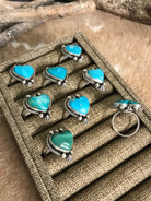 The Collee Adjustable Heart Rings-Rings-Calli Co., Turquoise and Silver Jewelry, Native American Handmade, Zuni Tribe, Navajo Tribe, Brock Texas