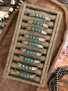 The Dandy 3 Stone Turquoise Cuffs-Bracelets & Cuffs-Calli Co., Turquoise and Silver Jewelry, Native American Handmade, Zuni Tribe, Navajo Tribe, Brock Texas