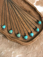 The Colona Turquoise Heart Necklaces-Necklaces-Calli Co., Turquoise and Silver Jewelry, Native American Handmade, Zuni Tribe, Navajo Tribe, Brock Texas