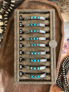 The Dandy 3 Stone Turquoise Cuffs-Bracelets & Cuffs-Calli Co., Turquoise and Silver Jewelry, Native American Handmade, Zuni Tribe, Navajo Tribe, Brock Texas