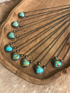 The Colona Turquoise Heart Necklaces-Necklaces-Calli Co., Turquoise and Silver Jewelry, Native American Handmade, Zuni Tribe, Navajo Tribe, Brock Texas