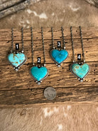 The Zebeck Turquoise Heart Necklaces-Necklaces-Calli Co., Turquoise and Silver Jewelry, Native American Handmade, Zuni Tribe, Navajo Tribe, Brock Texas