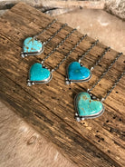 The Zebeck Turquoise Heart Necklaces-Necklaces-Calli Co., Turquoise and Silver Jewelry, Native American Handmade, Zuni Tribe, Navajo Tribe, Brock Texas