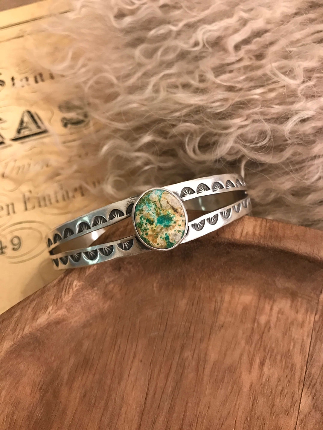 The Fresno Turquoise Cuff, 2-Bracelets & Cuffs-Calli Co., Turquoise and Silver Jewelry, Native American Handmade, Zuni Tribe, Navajo Tribe, Brock Texas