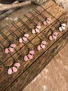 The Ashford Pink Conch 3 Stone Necklaces-Necklaces-Calli Co., Turquoise and Silver Jewelry, Native American Handmade, Zuni Tribe, Navajo Tribe, Brock Texas
