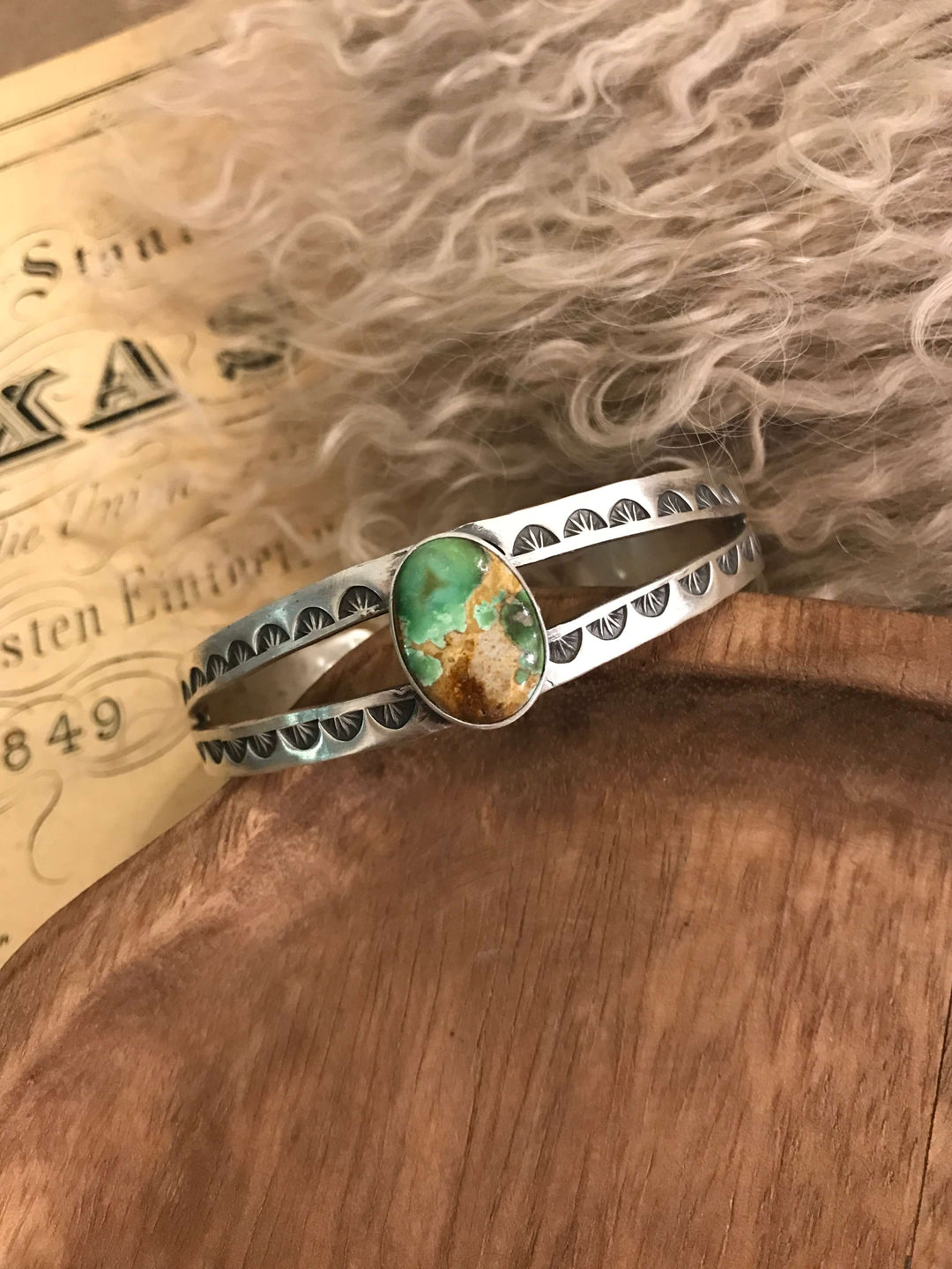 The Fresno Turquoise Cuff, 1-Bracelets & Cuffs-Calli Co., Turquoise and Silver Jewelry, Native American Handmade, Zuni Tribe, Navajo Tribe, Brock Texas