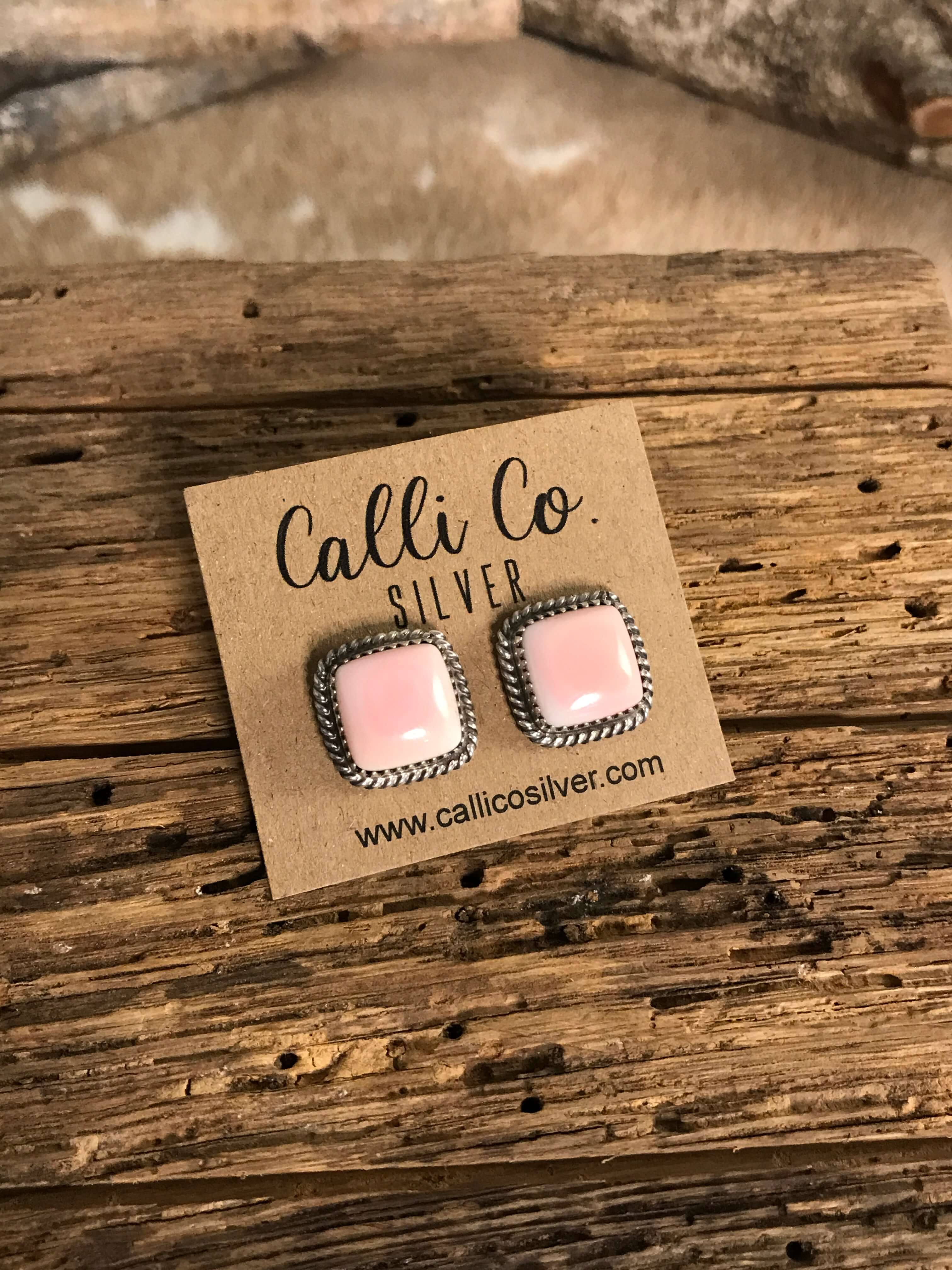 The Pink Conch Studs, 6-Earrings-Calli Co., Turquoise and Silver Jewelry, Native American Handmade, Zuni Tribe, Navajo Tribe, Brock Texas