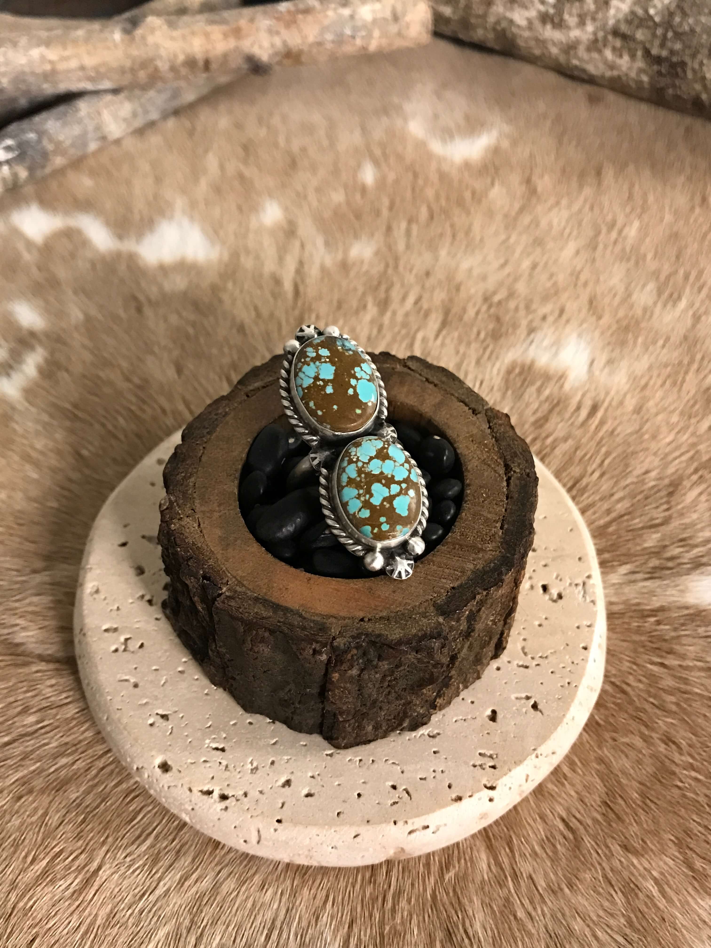 The Roanoke Adjustable Ring, 3-Rings-Calli Co., Turquoise and Silver Jewelry, Native American Handmade, Zuni Tribe, Navajo Tribe, Brock Texas