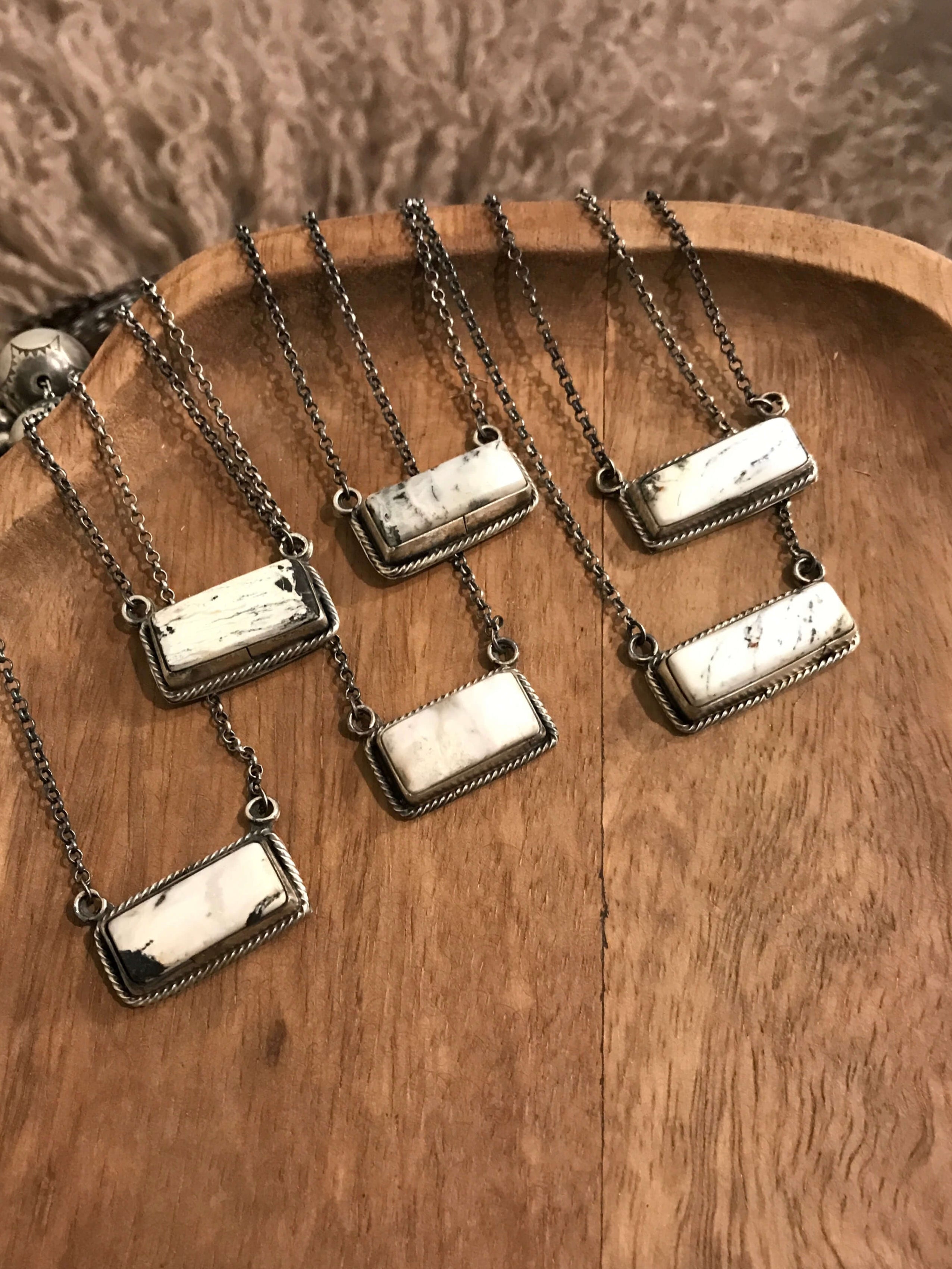 The Little Chief Necklaces in White Buffalo-Necklaces-Calli Co., Turquoise and Silver Jewelry, Native American Handmade, Zuni Tribe, Navajo Tribe, Brock Texas