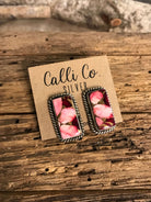 The Reid Dahlia Rose Earrings, 1-Earrings-Calli Co., Turquoise and Silver Jewelry, Native American Handmade, Zuni Tribe, Navajo Tribe, Brock Texas