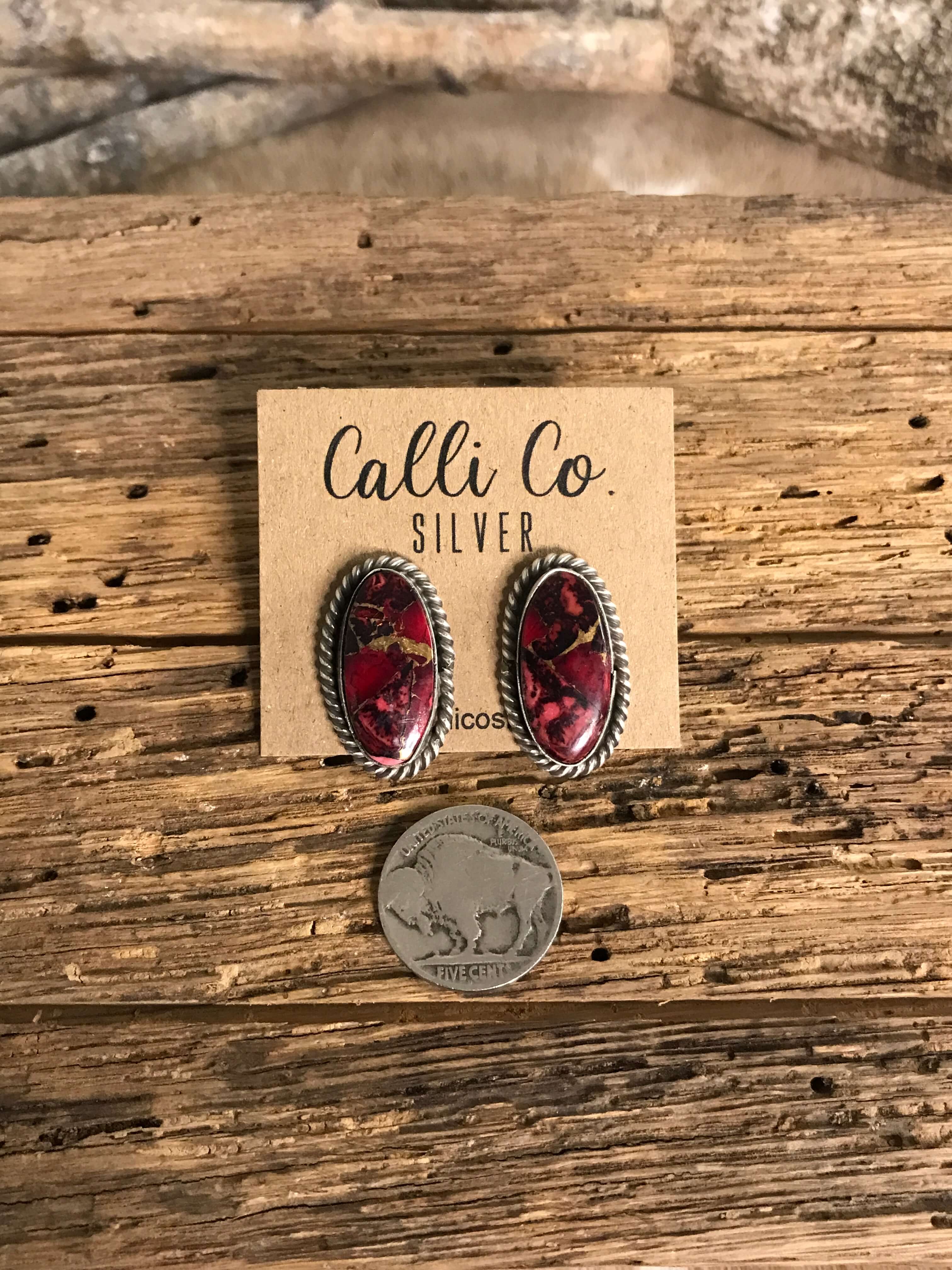 The Reid Dahlia Rose Earrings, 2-Earrings-Calli Co., Turquoise and Silver Jewelry, Native American Handmade, Zuni Tribe, Navajo Tribe, Brock Texas