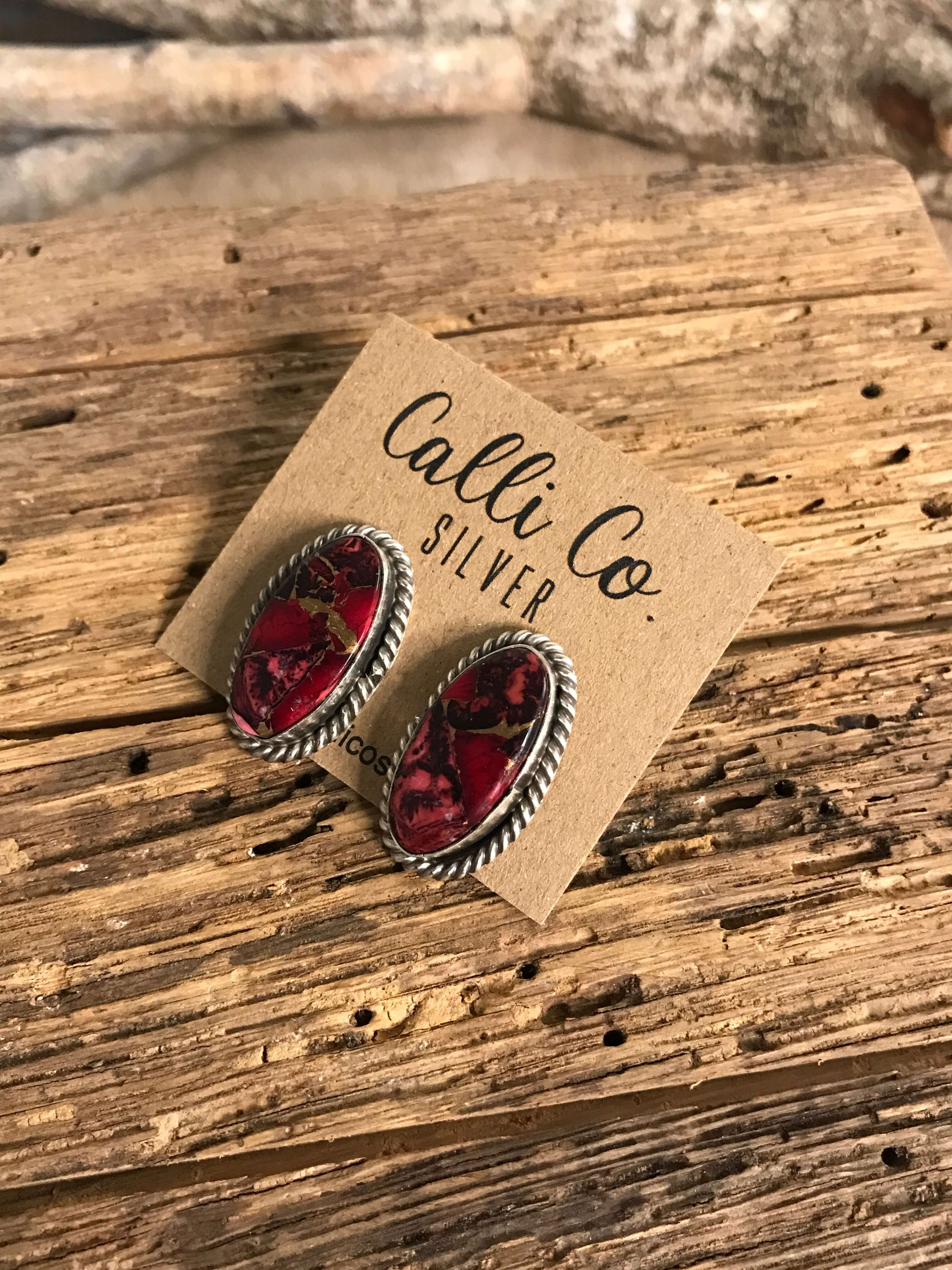 The Reid Dahlia Rose Earrings, 2-Earrings-Calli Co., Turquoise and Silver Jewelry, Native American Handmade, Zuni Tribe, Navajo Tribe, Brock Texas