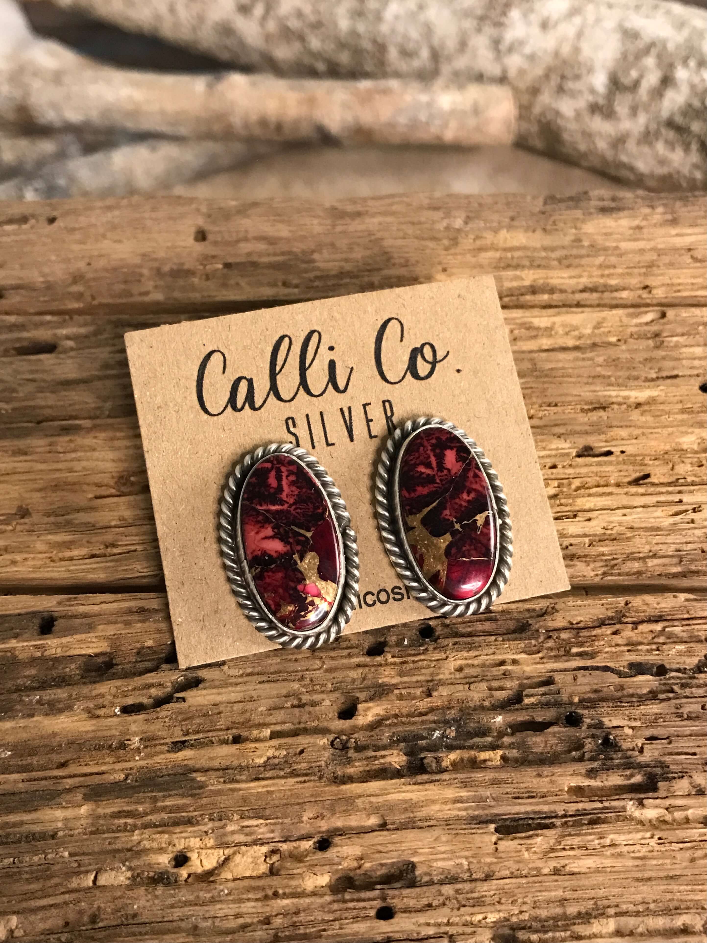 The Reid Dahlia Rose Earrings, 4-Earrings-Calli Co., Turquoise and Silver Jewelry, Native American Handmade, Zuni Tribe, Navajo Tribe, Brock Texas