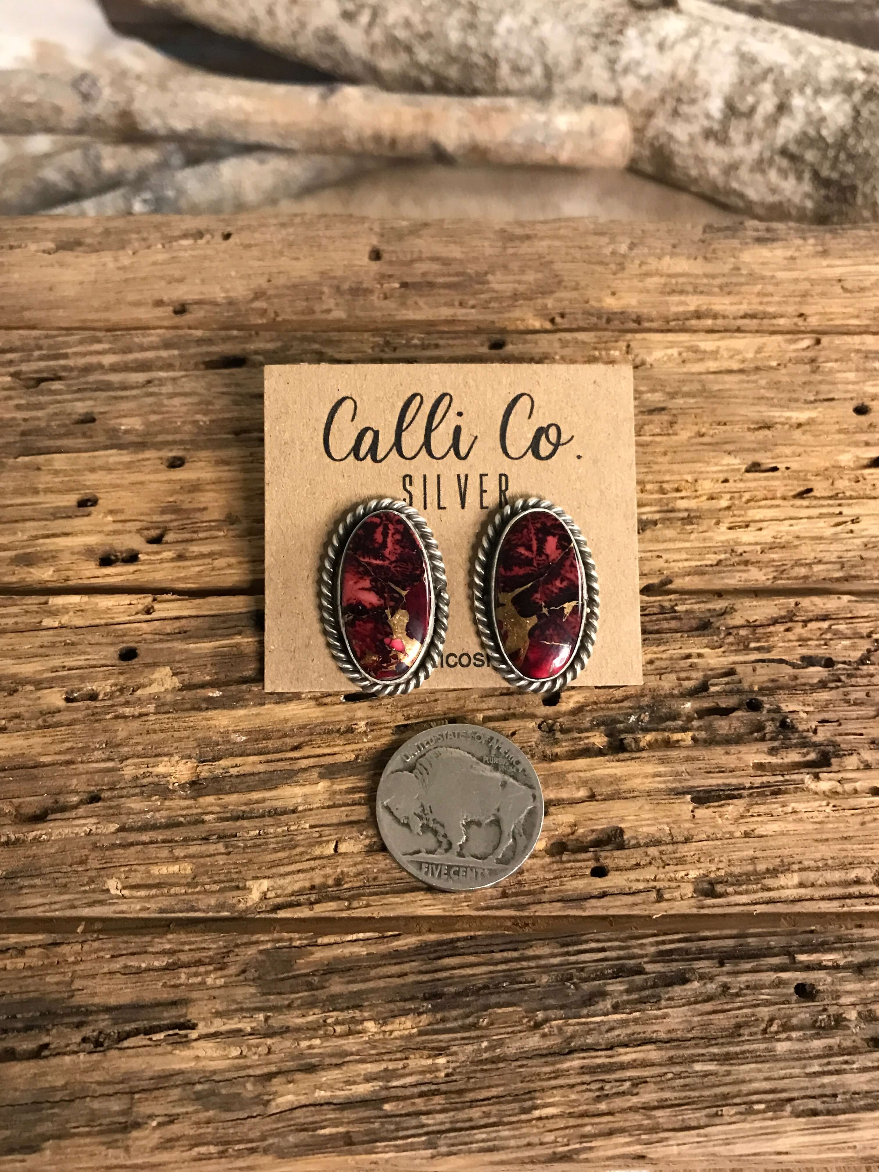 The Reid Dahlia Rose Earrings, 4-Earrings-Calli Co., Turquoise and Silver Jewelry, Native American Handmade, Zuni Tribe, Navajo Tribe, Brock Texas