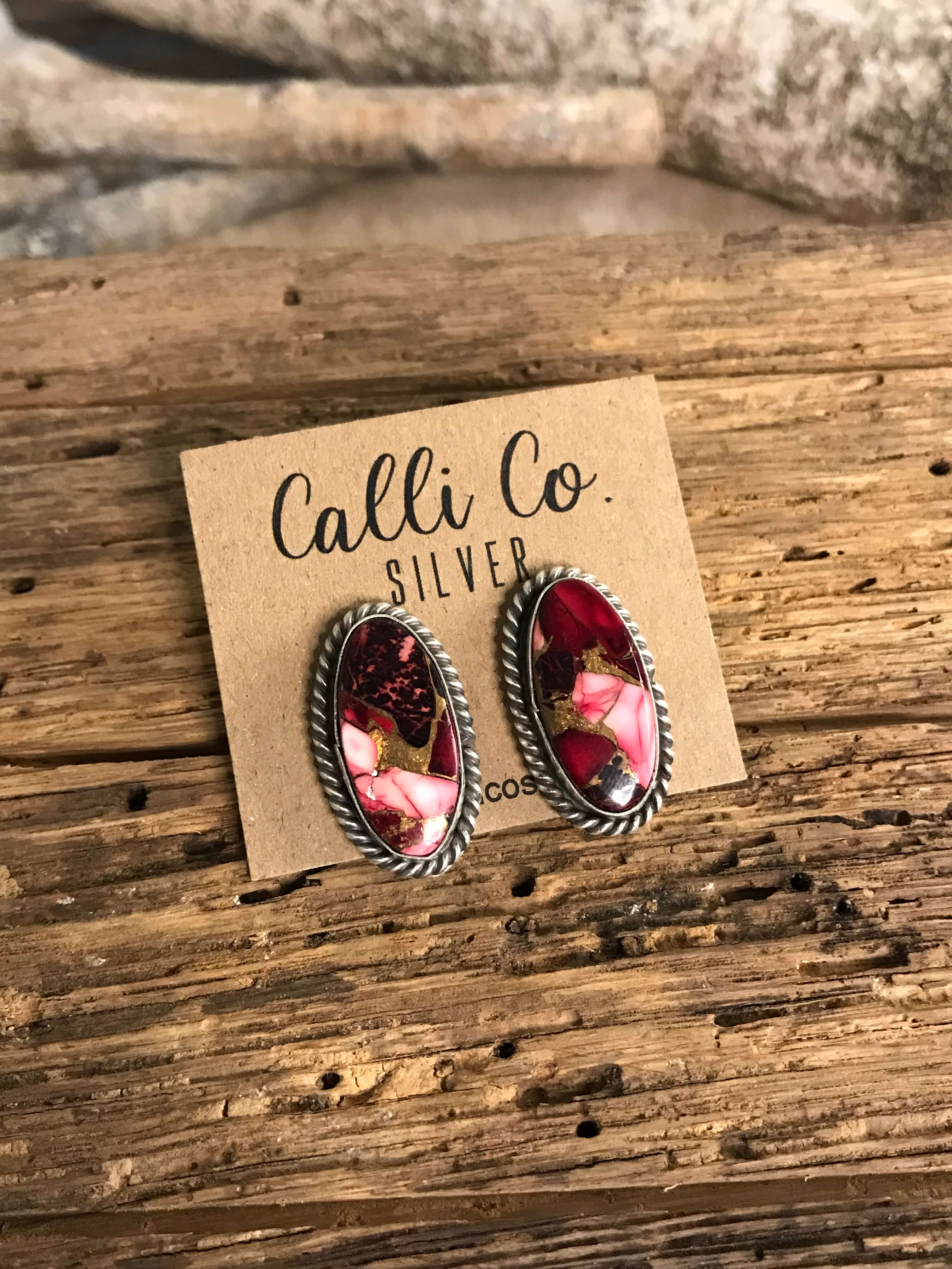 The Reid Dahlia Rose Earrings, 5-Earrings-Calli Co., Turquoise and Silver Jewelry, Native American Handmade, Zuni Tribe, Navajo Tribe, Brock Texas