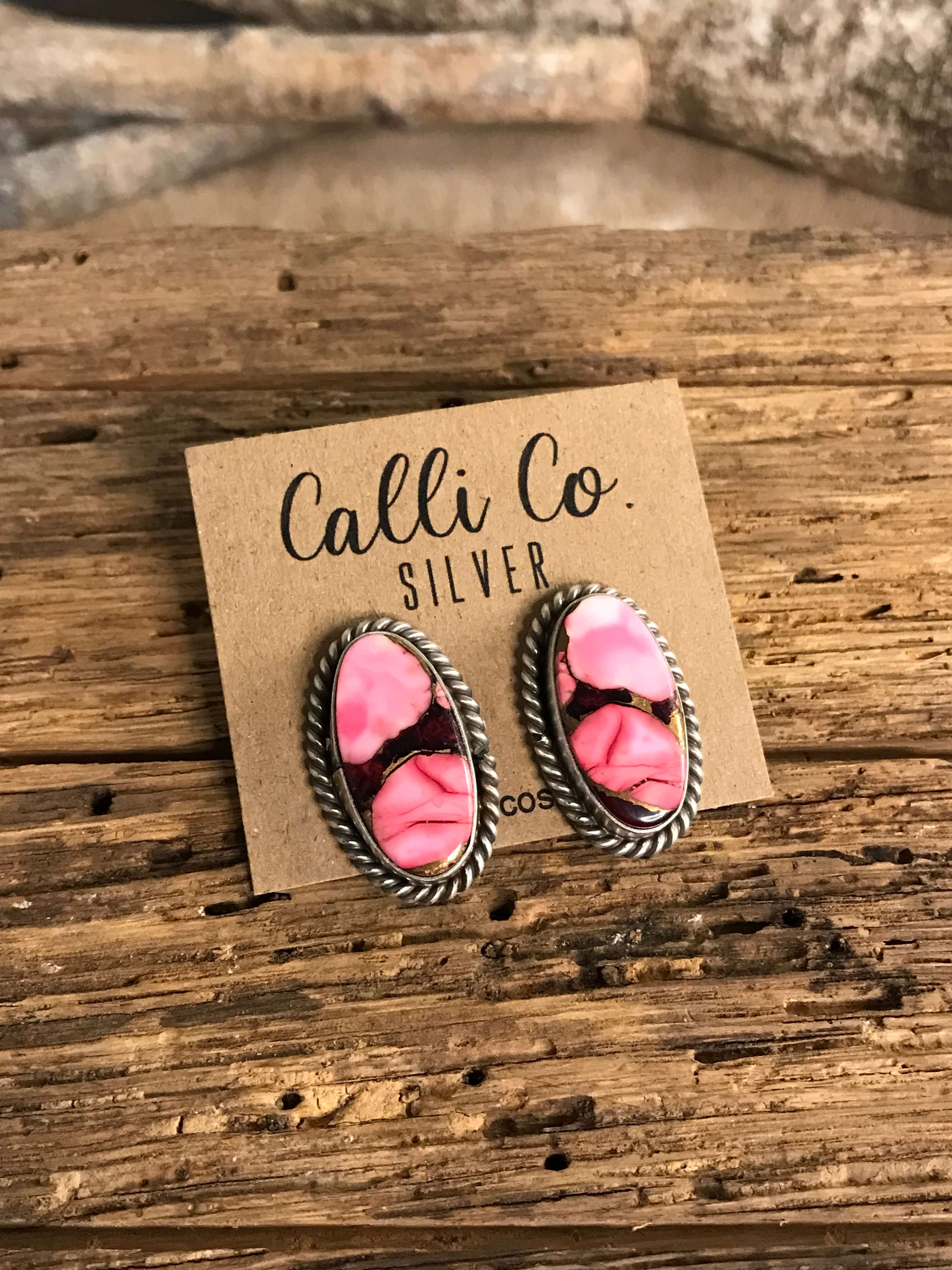 The Reid Dahlia Rose Earrings, 7-Earrings-Calli Co., Turquoise and Silver Jewelry, Native American Handmade, Zuni Tribe, Navajo Tribe, Brock Texas