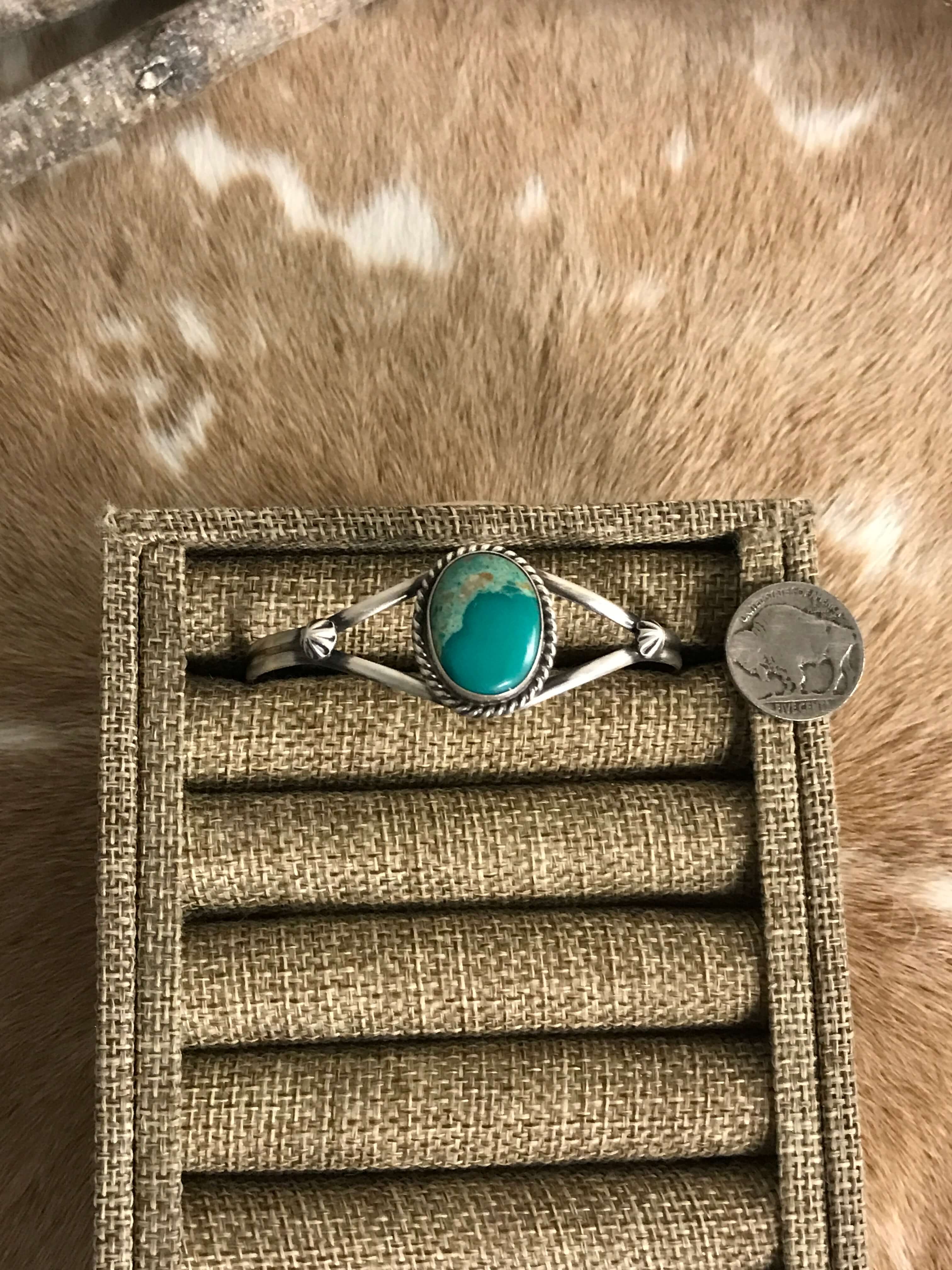 The Seven Oaks Turquoise Cuff, 1-Bracelets & Cuffs-Calli Co., Turquoise and Silver Jewelry, Native American Handmade, Zuni Tribe, Navajo Tribe, Brock Texas