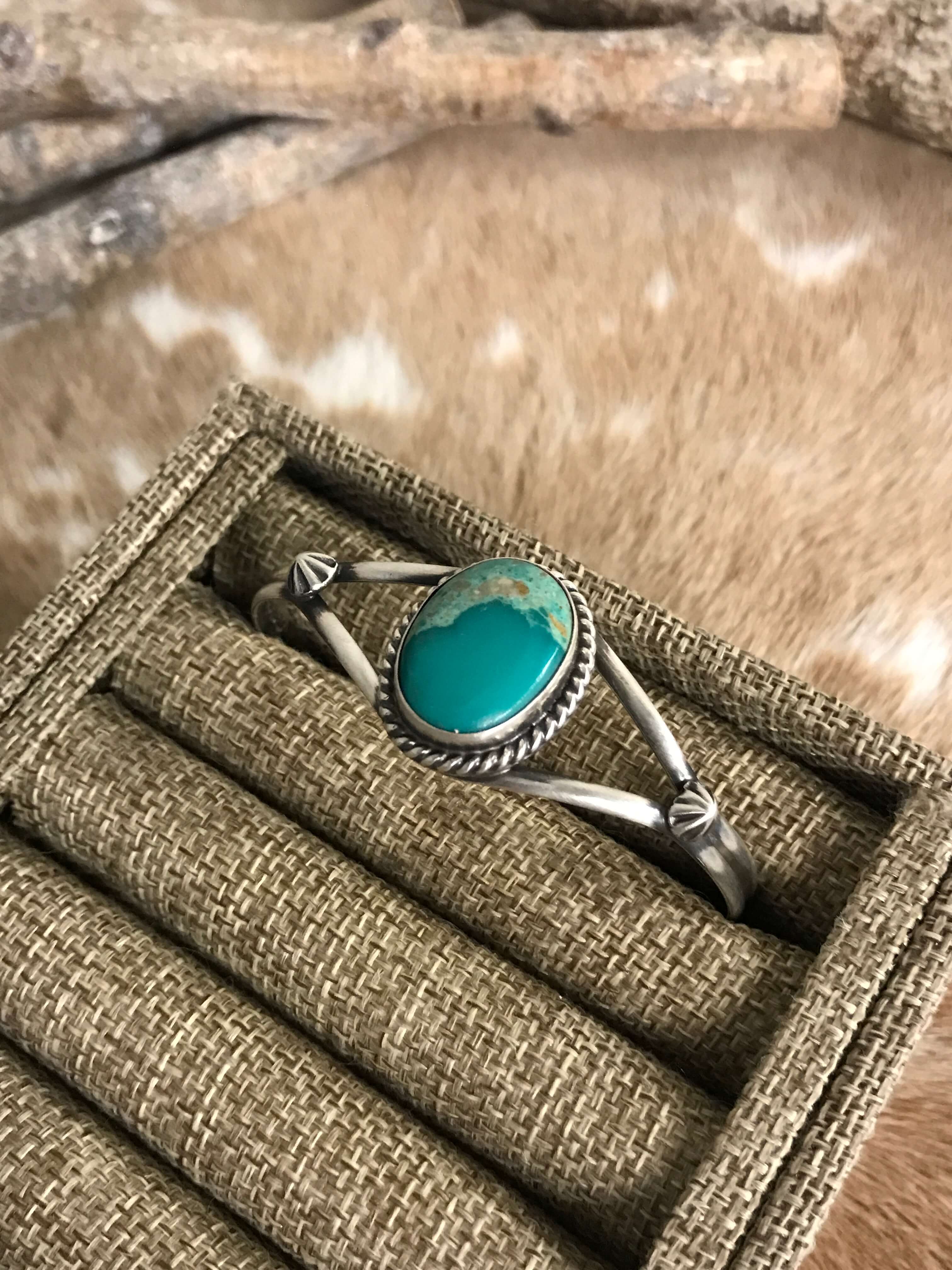 The Seven Oaks Turquoise Cuff, 1-Bracelets & Cuffs-Calli Co., Turquoise and Silver Jewelry, Native American Handmade, Zuni Tribe, Navajo Tribe, Brock Texas
