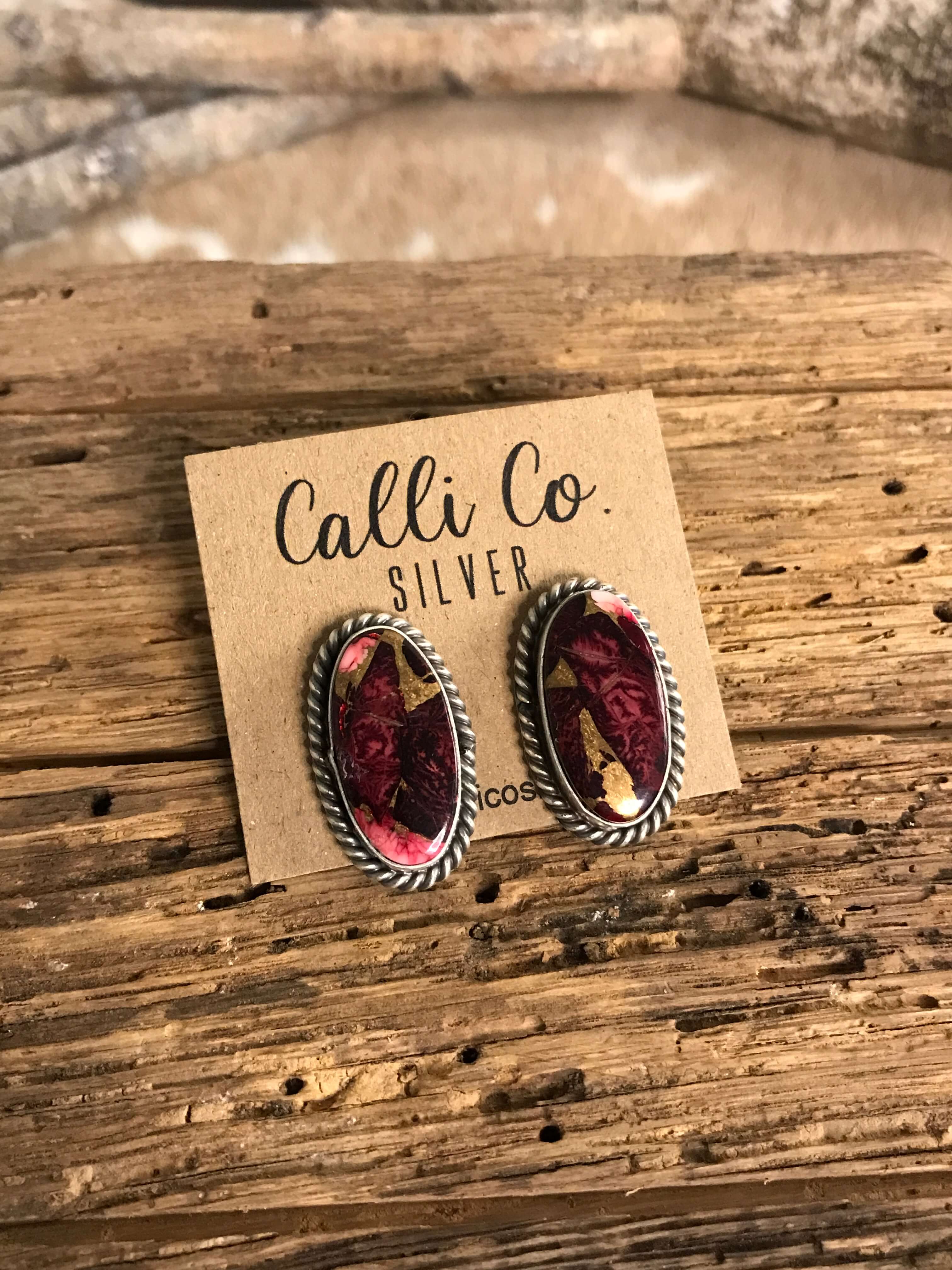 The Reid Dahlia Rose Earrings, 8-Earrings-Calli Co., Turquoise and Silver Jewelry, Native American Handmade, Zuni Tribe, Navajo Tribe, Brock Texas