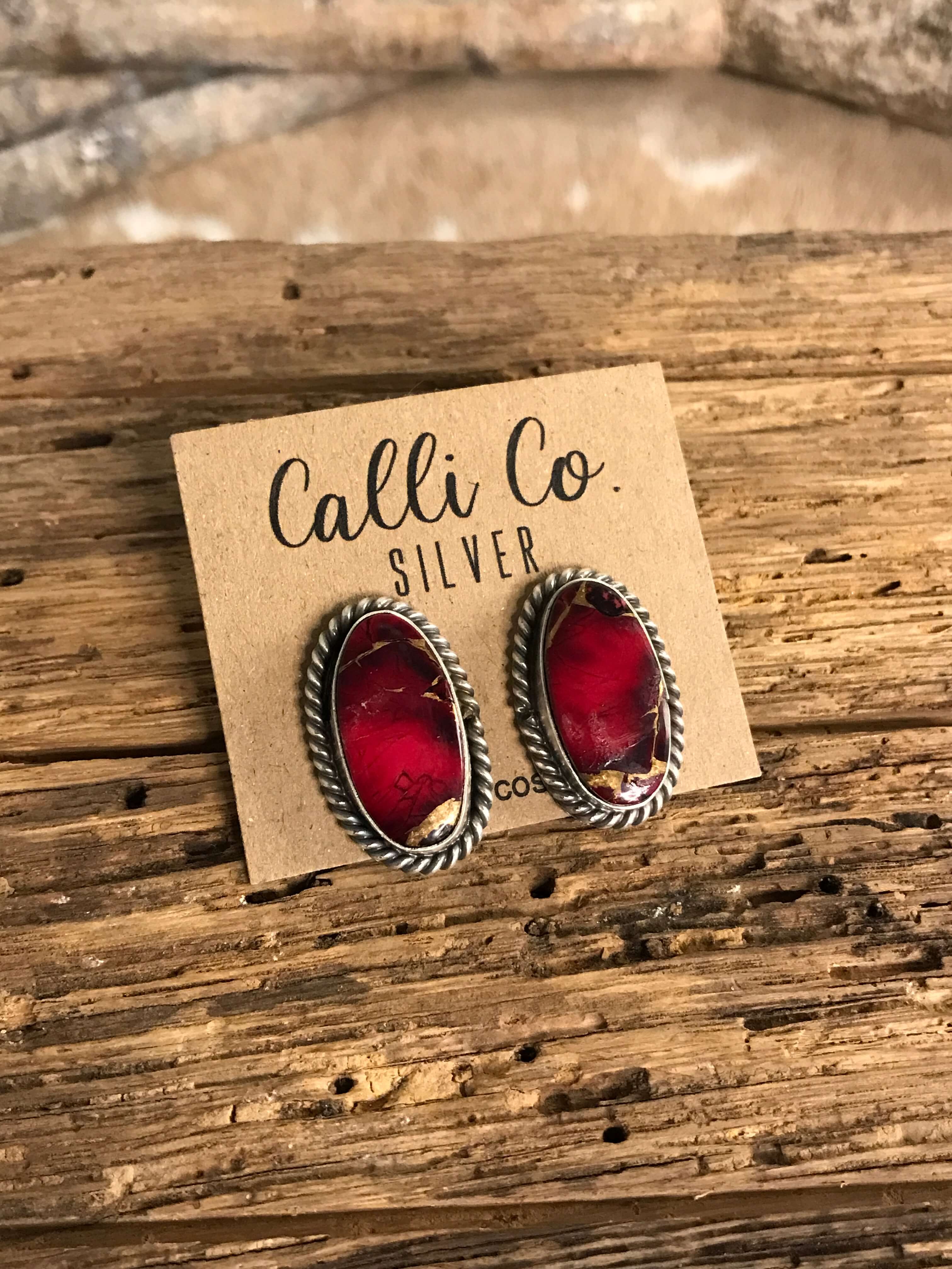 The Reid Dahlia Rose Earrings, 9-Earrings-Calli Co., Turquoise and Silver Jewelry, Native American Handmade, Zuni Tribe, Navajo Tribe, Brock Texas