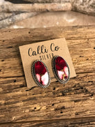 The Reid Dahlia Rose Earrings, 11-Earrings-Calli Co., Turquoise and Silver Jewelry, Native American Handmade, Zuni Tribe, Navajo Tribe, Brock Texas