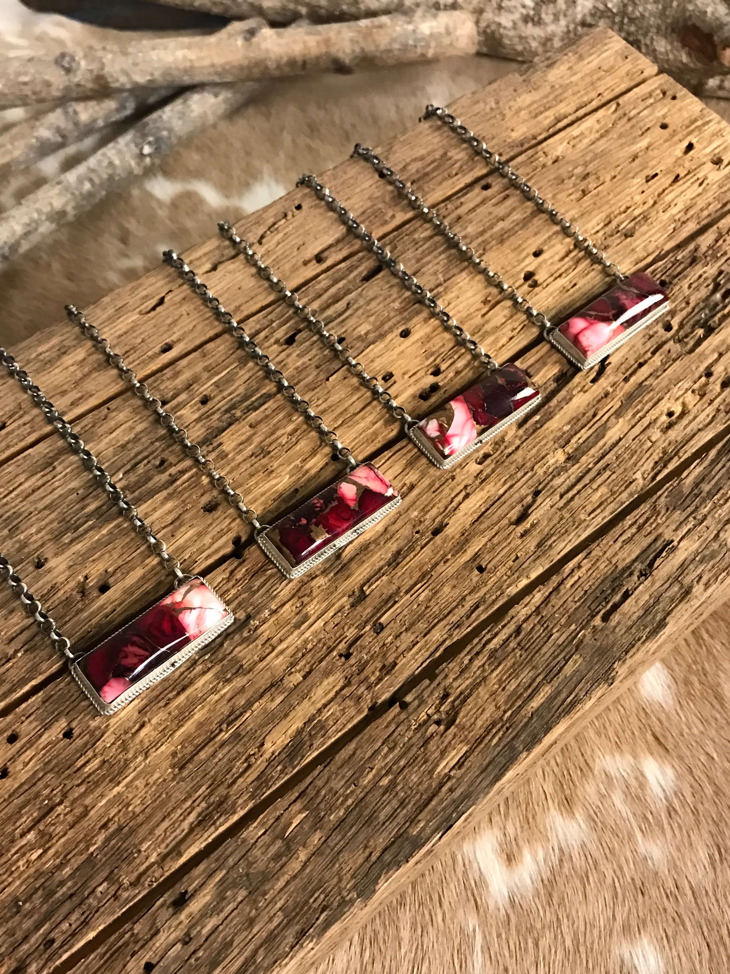 The Big Chief Necklaces in Dahlia Rose-Necklaces-Calli Co., Turquoise and Silver Jewelry, Native American Handmade, Zuni Tribe, Navajo Tribe, Brock Texas