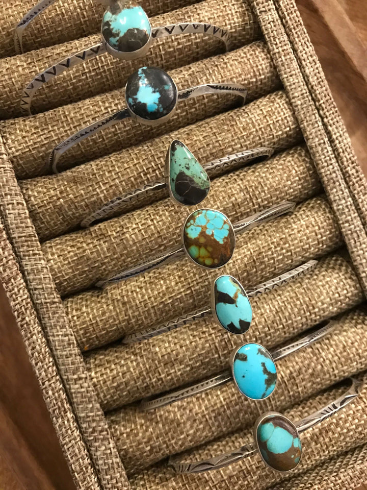 The Zillah Turquoise Cuffs-Bracelets & Cuffs-Calli Co., Turquoise and Silver Jewelry, Native American Handmade, Zuni Tribe, Navajo Tribe, Brock Texas