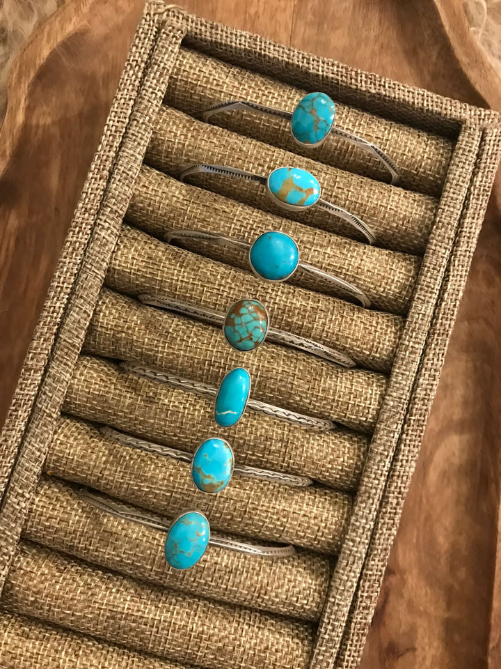 The Weaver Turquoise Cuffs-Bracelets & Cuffs-Calli Co., Turquoise and Silver Jewelry, Native American Handmade, Zuni Tribe, Navajo Tribe, Brock Texas