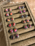 The Victory Dahlia Studs-Earrings-Calli Co., Turquoise and Silver Jewelry, Native American Handmade, Zuni Tribe, Navajo Tribe, Brock Texas