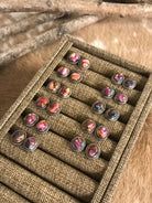 The Victory Dahlia Studs-Earrings-Calli Co., Turquoise and Silver Jewelry, Native American Handmade, Zuni Tribe, Navajo Tribe, Brock Texas