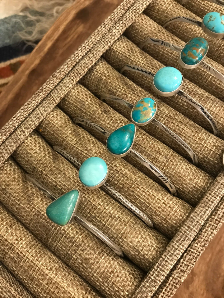 The Waverly Turquoise Cuffs-Bracelets & Cuffs-Calli Co., Turquoise and Silver Jewelry, Native American Handmade, Zuni Tribe, Navajo Tribe, Brock Texas