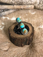 The 3 Stone Adjustable Ring, 12-Rings-Calli Co., Turquoise and Silver Jewelry, Native American Handmade, Zuni Tribe, Navajo Tribe, Brock Texas