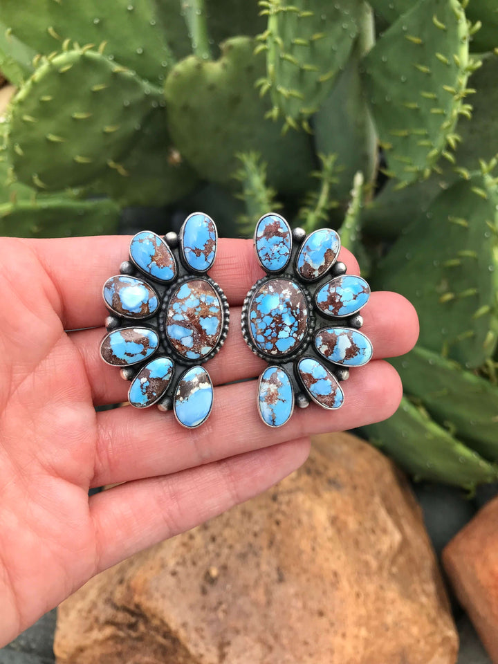 The Golden Hill Cluster Earrings, 7-Earrings-Calli Co., Turquoise and Silver Jewelry, Native American Handmade, Zuni Tribe, Navajo Tribe, Brock Texas