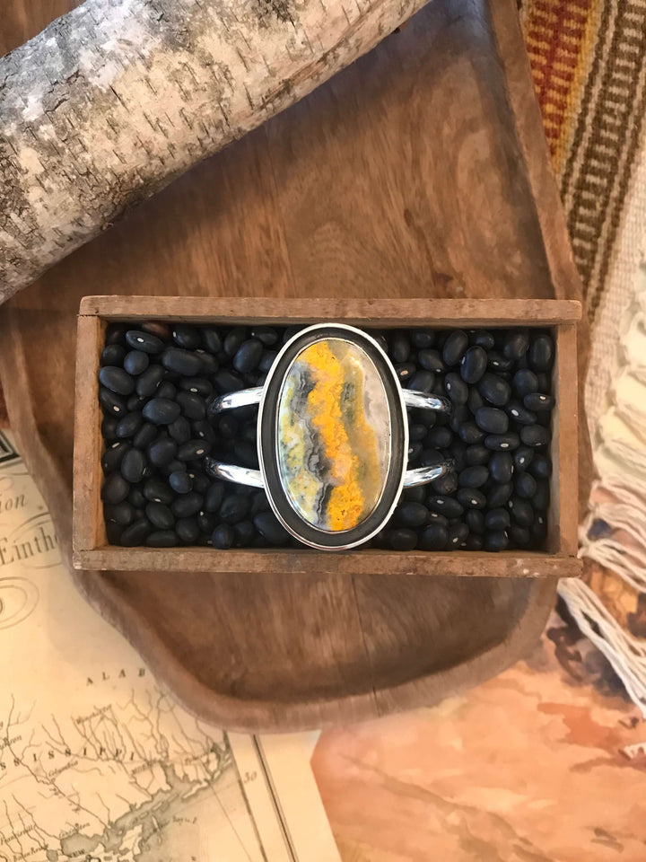 The Walker Bumblebee Cuff, 4-Bracelets & Cuffs-Calli Co., Turquoise and Silver Jewelry, Native American Handmade, Zuni Tribe, Navajo Tribe, Brock Texas
