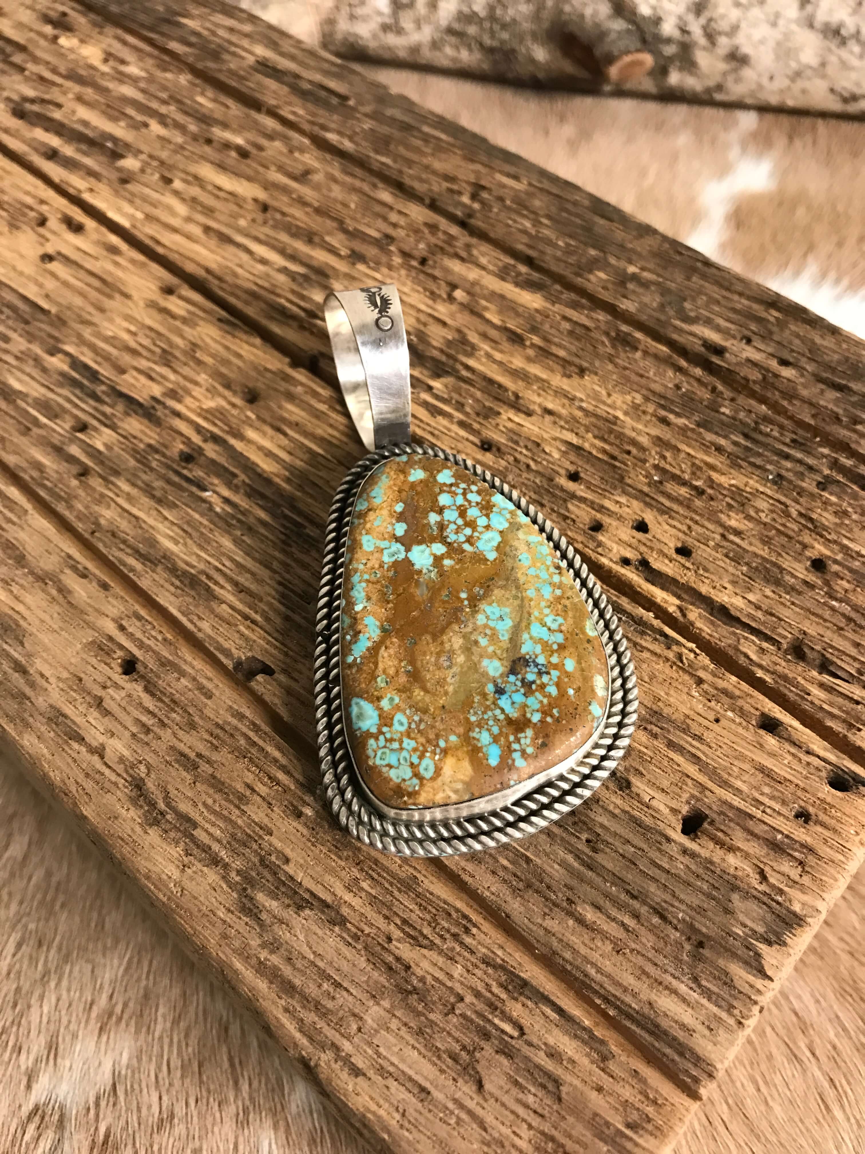 The Billings Turquoise Pendant-Pendants-Calli Co., Turquoise and Silver Jewelry, Native American Handmade, Zuni Tribe, Navajo Tribe, Brock Texas